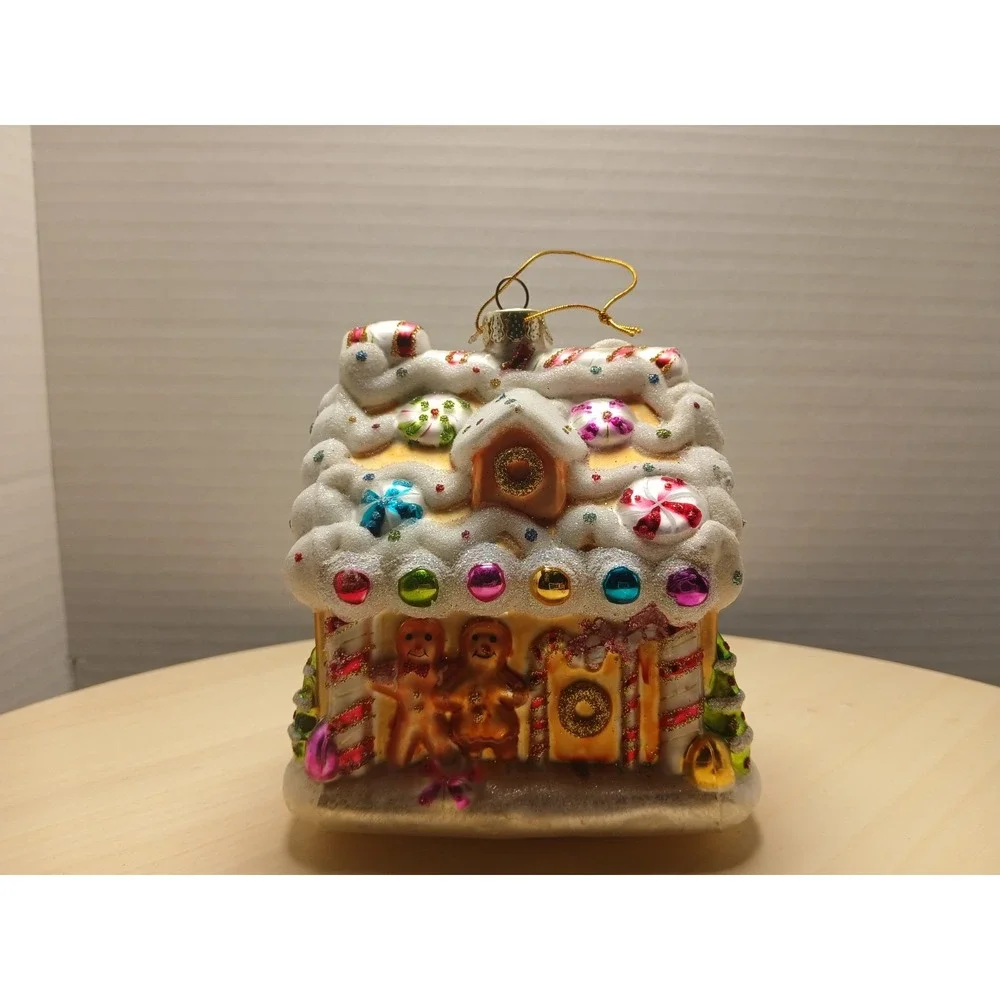 Ameri Christmas Glass Gingerbread House Christmas Ornament